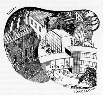 Typical U.K. modernist planning propaganda, circa 1960