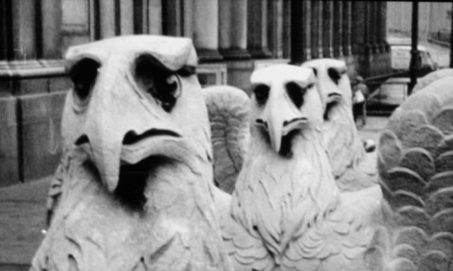 Eagles removed from Penn Station sitting on a flatbed truck, 1963. ("Rise and Fall of Penn Station")