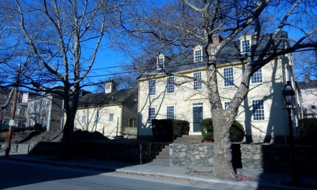 The Joseph Jenckes House, 43 Benefit St., today, with digging in front of its barn at left.