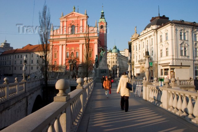 View over Triple Bridge toward Franciscan Church of the Annunciation.