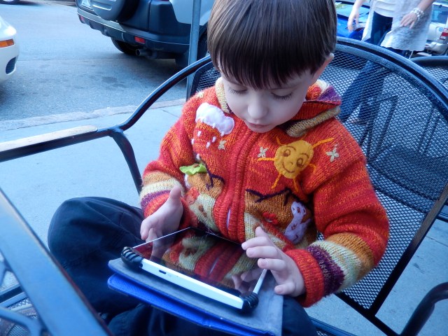 Billy does his thing outdoors at the Thayer Street restaurant Andreas, on College Hill, in Providence.