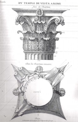 Corrected drawing of the Vesta capital by Desgodetz