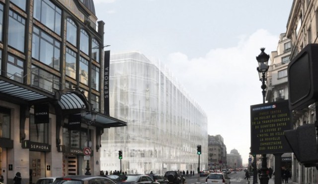 The proposed facade of La Samaritaine, in Paris, facing the Rue Rivoli.