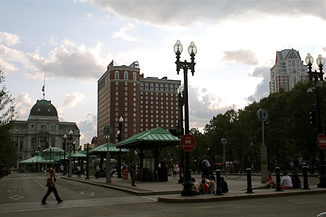Kennedy Plaza's intermodal bus terminal and five elegant waiting kiosks. (thepolisblog.com)