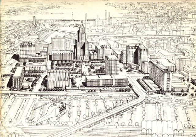 Downtown Providence 1970 Plan. This was the image of the city's modernist establishment in 1960. (gcpvd.com)