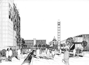 View of Kennedy Plaza as renovated in Downtown Providence 1970. (gcpvd.com)