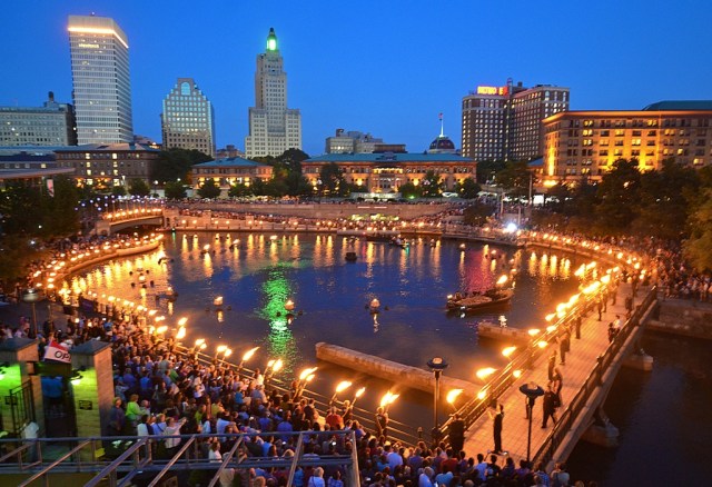 Waterplace Park end of WaterFire, July 26. All photographs by John A. Simonelli.