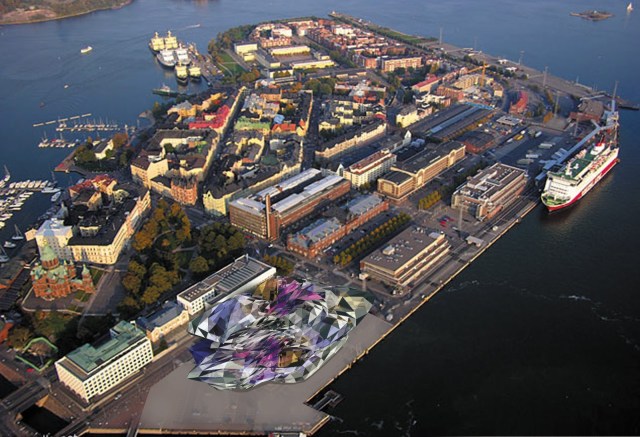 Site of proposed Guggenheim Helsinki museum. The rules do not call for the twisted turd drawn into this image. (maldinas.blogspot.com)