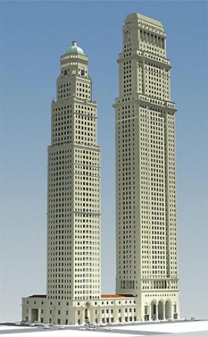 City House and the Olympic, towers designed in 2006 for Los Angeles. (ladowntownnews.com)