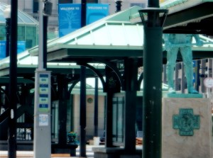 Old Kennedy Plaza kiosks.