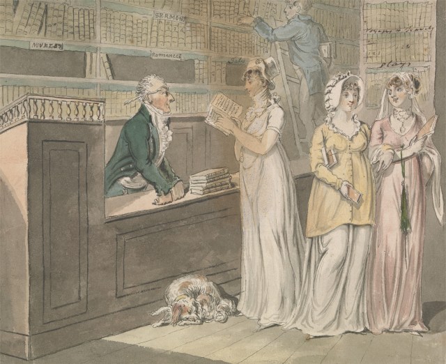 "The Lending Library," by Isaac Cruikshank, 1756–1810. (kittycalash.com)