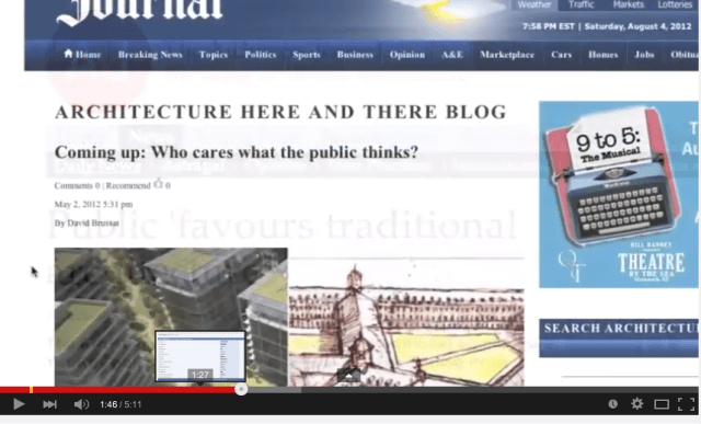 Screenshot of Architecture Here and There blog. (Subscribe for free at right!)