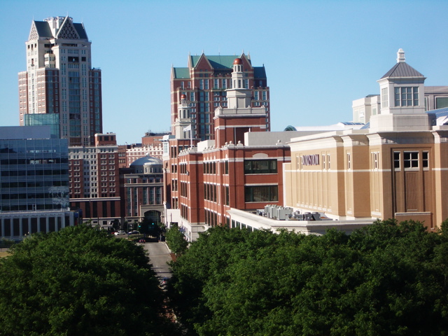 Providence, showing some of the traditional buildings erected in recent years. (Photo by David Brussat)