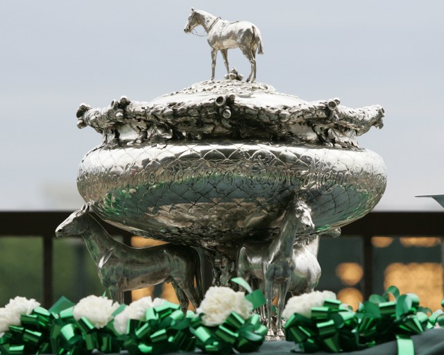 The Belmont Stakes trophy. 