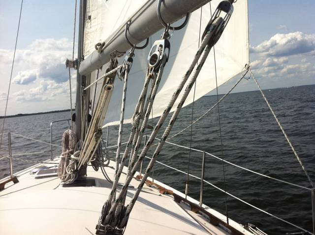 The Pandion heeling to porty, or something like that. (Photo by Mike 