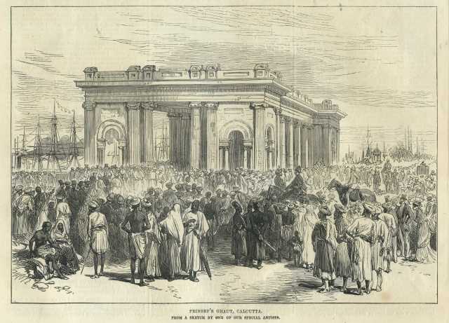 The Palladian porch in Calcutta, in the memory of eminent orientalist James Prinsep, was designed by W. Fitzgerald and constructed in 1843.