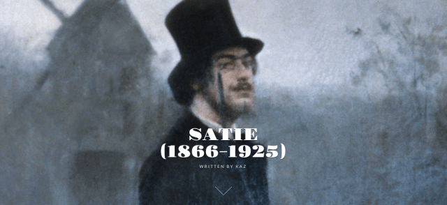Screenshot of illustration atop Kaz's post on Eric Satie.