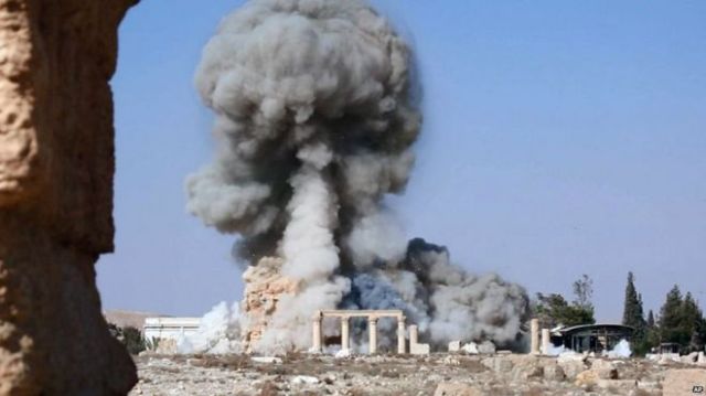 Demolition of Baalshamin Temple. (BBC)