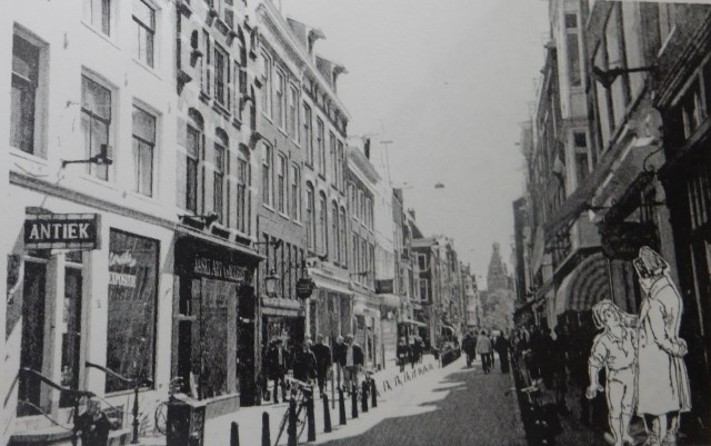 Parent and child on street in Amsterdam. (Photomontage by David Brussat)