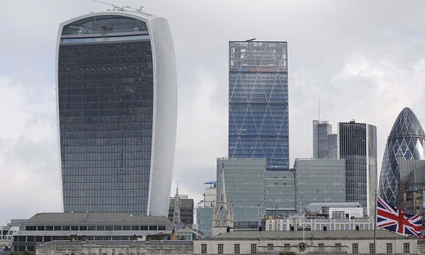 Walkie-Talkie poses with other abominations. The Shard is not pictured. (Guardian)