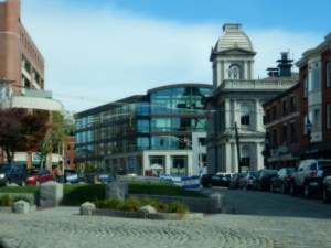 Custom House (right of center) in 2015.