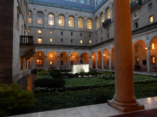 The courtyard at the Boston Public Library, designed by Charles Follen McKim. (Photos and video by David Brussat)