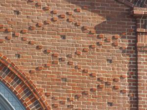 Nelson Building's diapered brickwork. (David Brussat)