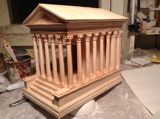 Clay Fulkerson's model of the Temple of Augustus and Livia, in Vienne, France. (All photos except library by Clay Fulkerson)